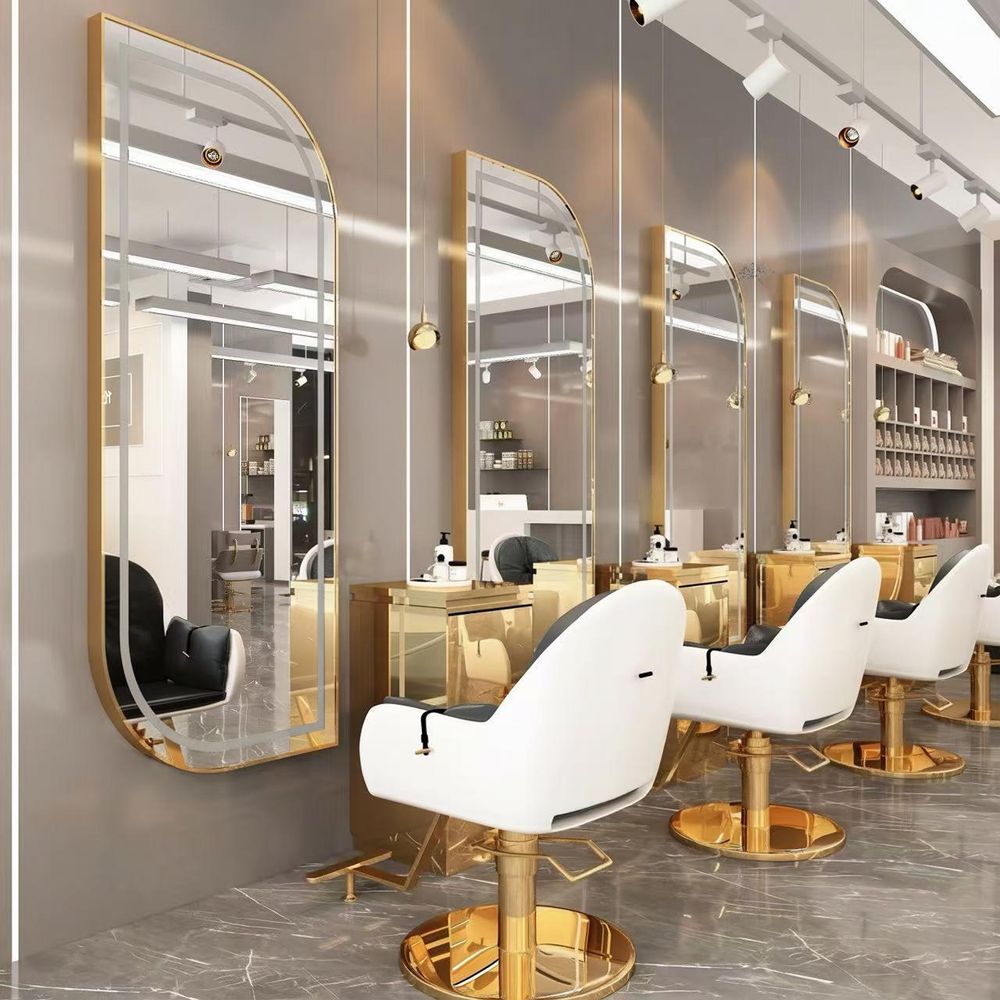 Frisier-, Barbier- & Kosmetikkonsole mit LED-Spiegel 170x70 Gold