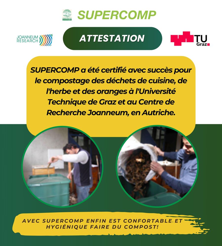 SUPERCOMP Composteur de Jardin 350 L – Protection Totale Anti Rat- Anti Rongeurs, Sans Mauvaises Odeurs, Aération Verticale, Plateau de Base Inclus