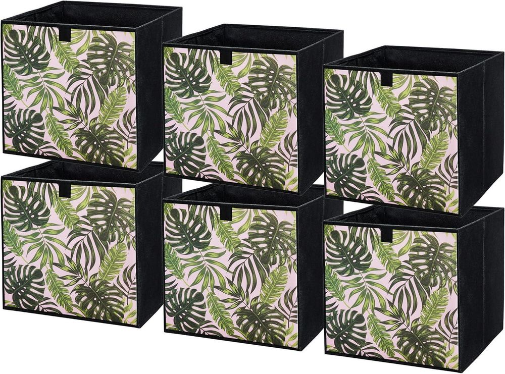 Lavita Storage Box | faltbare Aufbewahrung Boxen 31 x 31 x 31 cm | Schubladen-Organizer Box| Ordnungssysteme für Kleidung | Kleideraufbewahrung & Organisation | Blätter | 6 stück