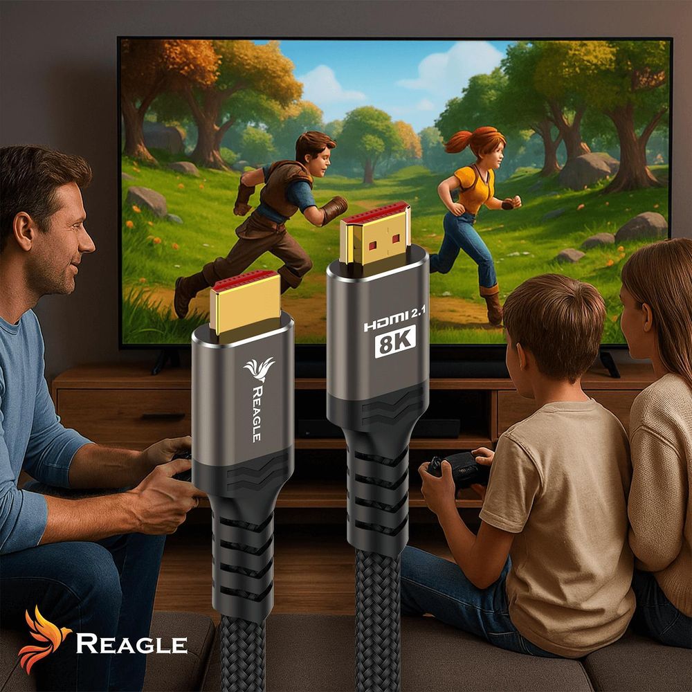 HDMI 2.1 Kabel 5m 48Gbps 8K 60Hz 4K 144Hz VRR G-Sync FreeSync UHD HDR für Konsole Gaming TV Projektor Reagle Hochgeschwindigkeits Nylonkabel
