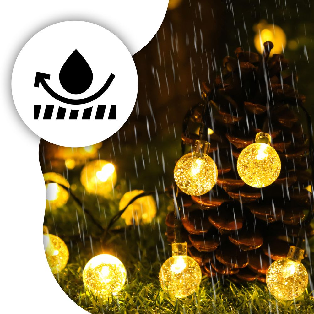 Solar Lichterkette Außen, 10 Meter, warmweiß, 3 Lichtmodi, 100 LEDs Kugeln, Ideal für Garten, Terrasse, Balkon - Retoo