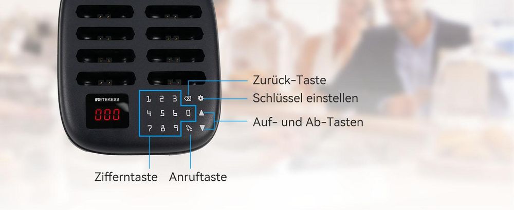 Retekess TD175S Restaurant Pager System, Restaurant Buzzer, mit Vibration, Outdoor 800M, 7 Rufmodi, 10 Abfragehistorie, für Fast Food Speisewagen