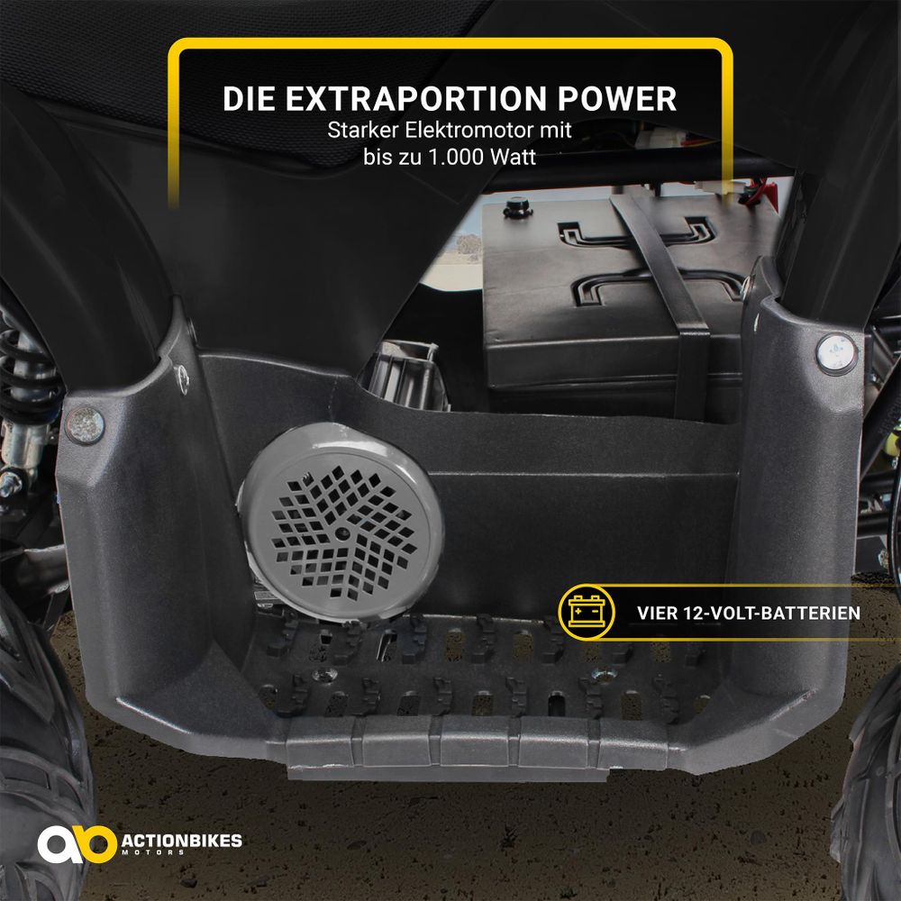 Elektro Kinderquad S-8 Farmer | 1000 Watt - Midi Quad - 2 Stufen drosselbar - Bis 20 km/h - ATV Pocket Quad - Offroad & Onroad - Bis 82 kg (Schwarz)