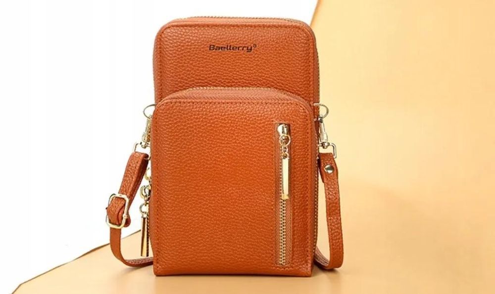 Umhängetasche Damen - Praktisch & Stilvoll - Mini Handtasche Braun - Trendig & Hochwertig - Organizer Smartphone - Neu Geschenk