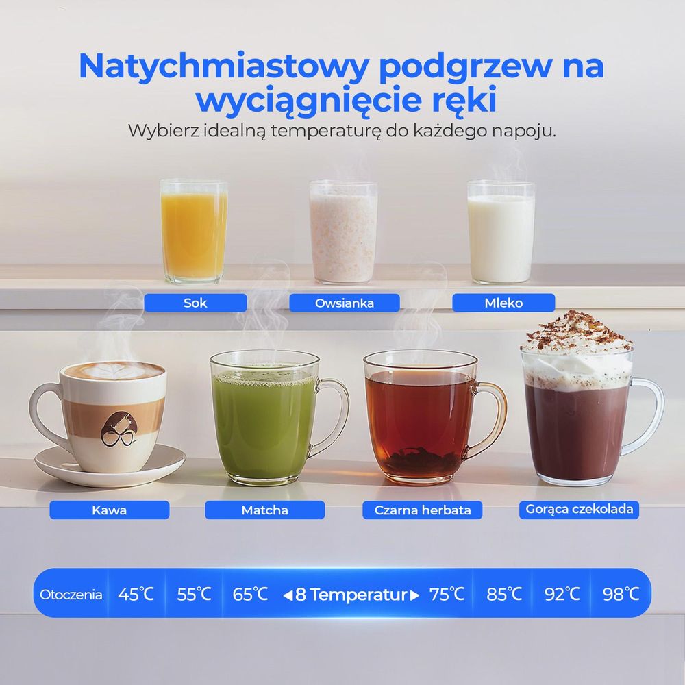 Biurkowy filtr wody Hydrofast W100 z odwróconą osmozą, filtracją UV, 6 stopniami filtracji i 8 ustawieniem temperatury