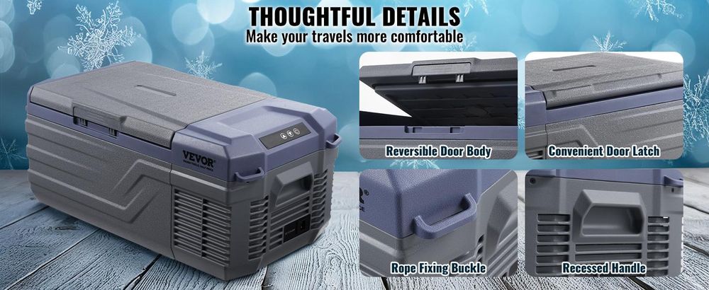 VEVOR Autokühlschrank, 12-Volt-Autokühlschrank, tragbarer 15-Liter-Einzelzonen-Gefrierschrank, einstellbarer Bereich von -4℉ bis 68℉, 12/24 V DC und 100-240 V AC-Kompressorkühler für Outdoor, Camping, Wohnmobil