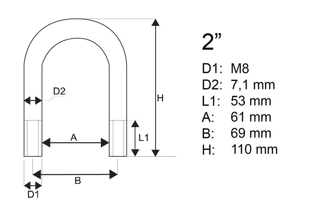 DROMET Rundschelle M8 x 61 mm (2") Bügelschelle verzinkt