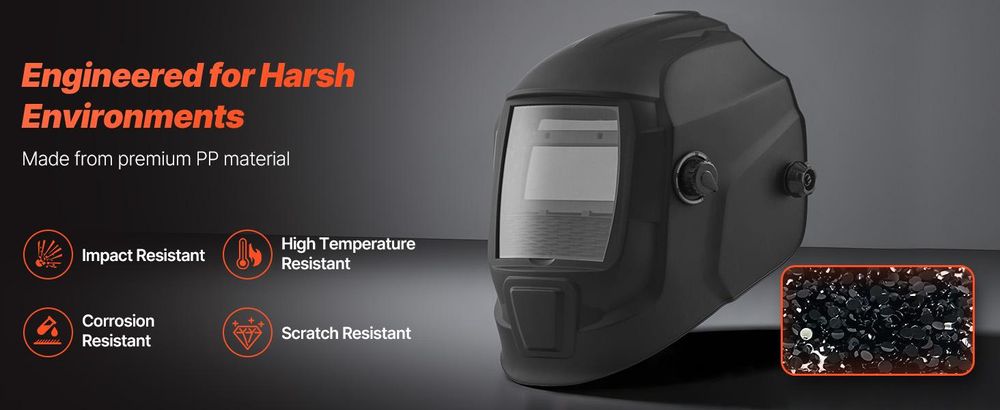 VEVOR Schweißhelm mit automatischer Abdunkelung, 100 x 59,4 mm True Color Schweißhaube, solarbetriebene Schweißmaske mit 4 Lichtbogensensoren, breiter Schutzbereich 4/5-9/9-13 für TIG MIG ARC Schweißen Schleifen Schneiden - METIS Serie, 93x43 mm, Matte Schwarz-b