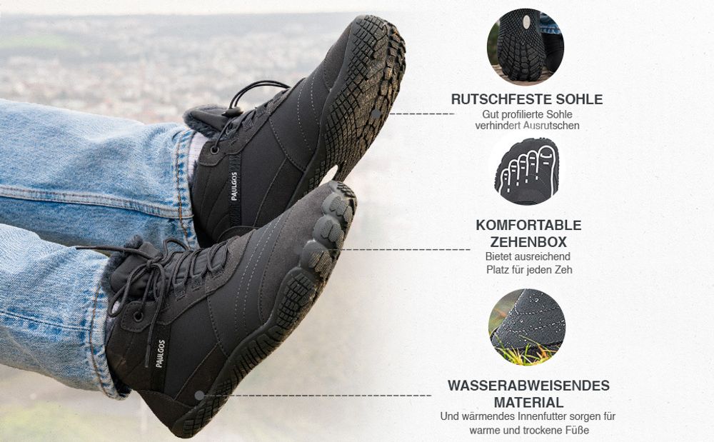 PAULGOS Winterbarfußschuhe, uni, Größe 37-47 in 3 Farben