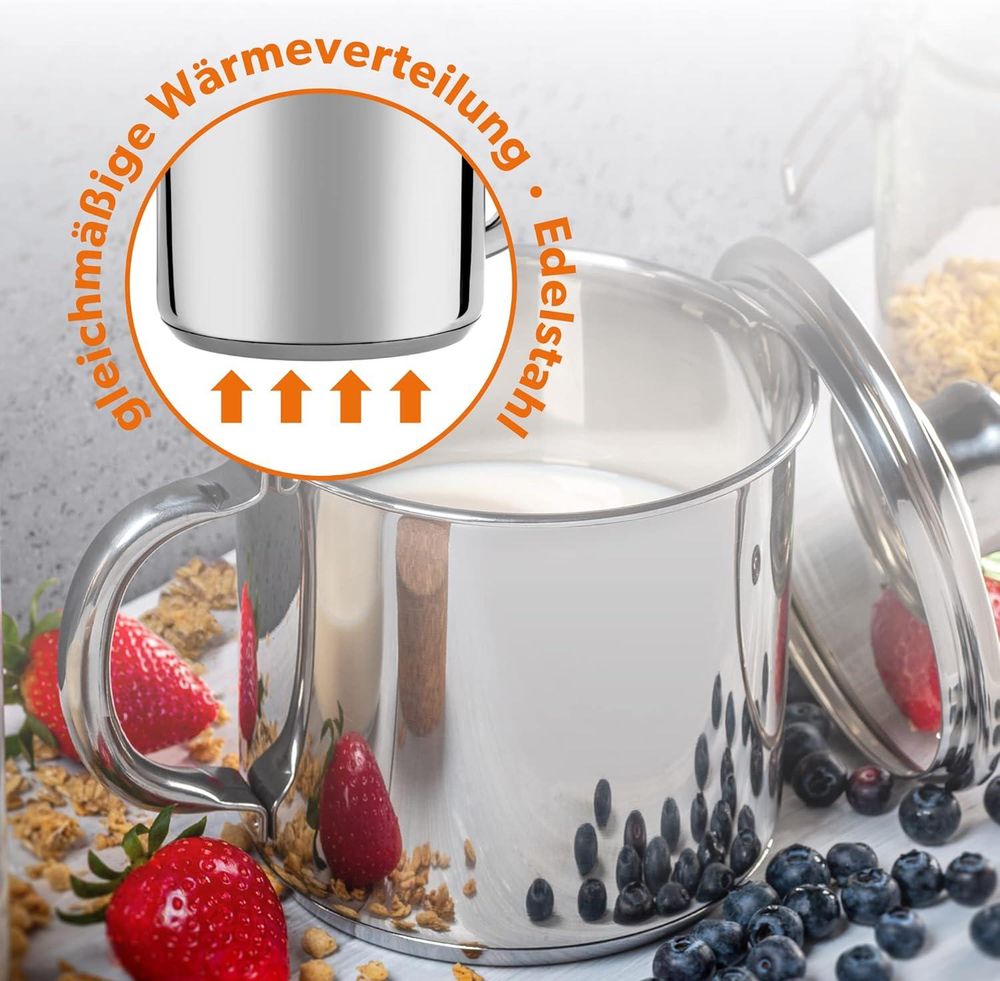 KADAX hoher Topf mit dichtem Glasdeckel, 1.2L, Silberkanne