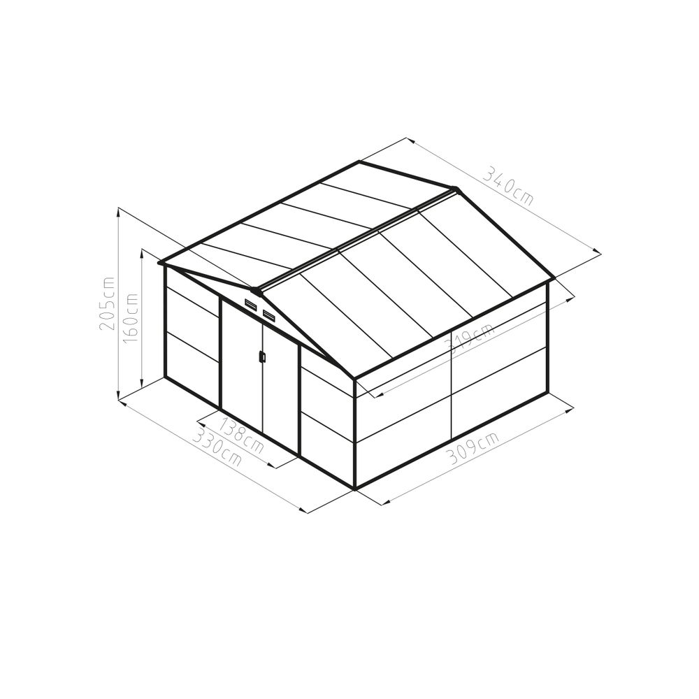 Abmessungen der Konstruktion des Gartenhauses G21 GAH 1085