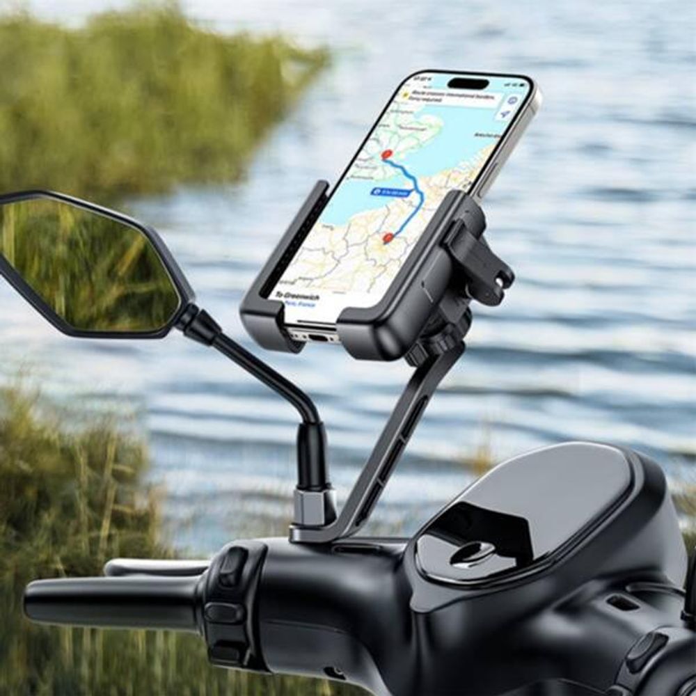 BASEUS Motorrad Handyhalterung Spiegelmontage Drehung Dämpfung
