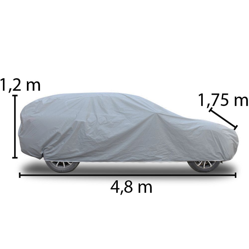 Autoschutzhülle - Auto Abdeckplane - Car Cover - Autoplane Silber - Reflektierende Streifen - 480x175x120cm - Antikratzsicht, Schutz vor Regen, Sonne