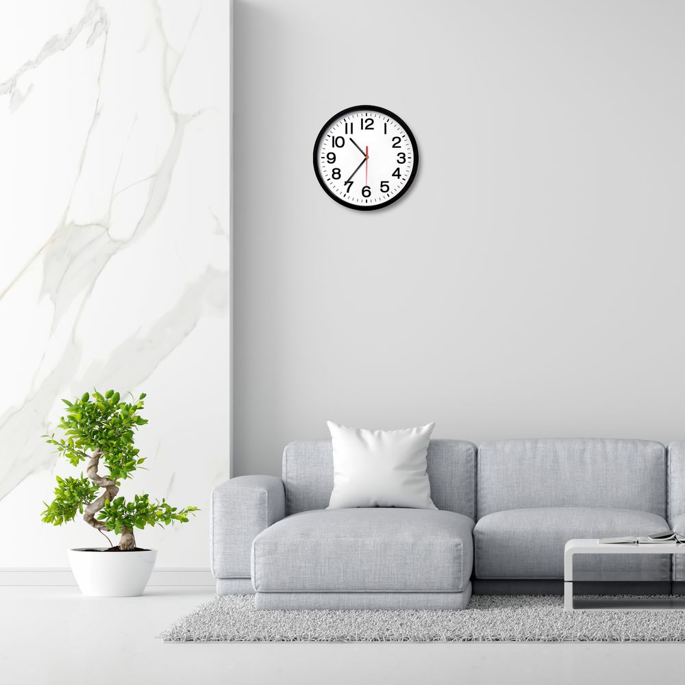 Wanduhr, geräuschlos 200 mm Küchenuhr, Design-Wanduhr, Wohnzimmer, analoge Anzeige, Bürouhr, moderne Wanduhr, japanisches Quarzwerk, Schwarz, Retoo