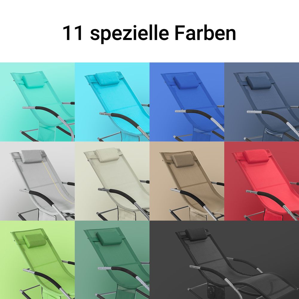 SoBuy OGS28-SCHx2 Sonnenliege 2 Personen Liegestuhl Gartenliege wetterfest Schaukelstuhl mit Kopfkissen Schaukelliege Strandliege bis 150 kg Schwarz