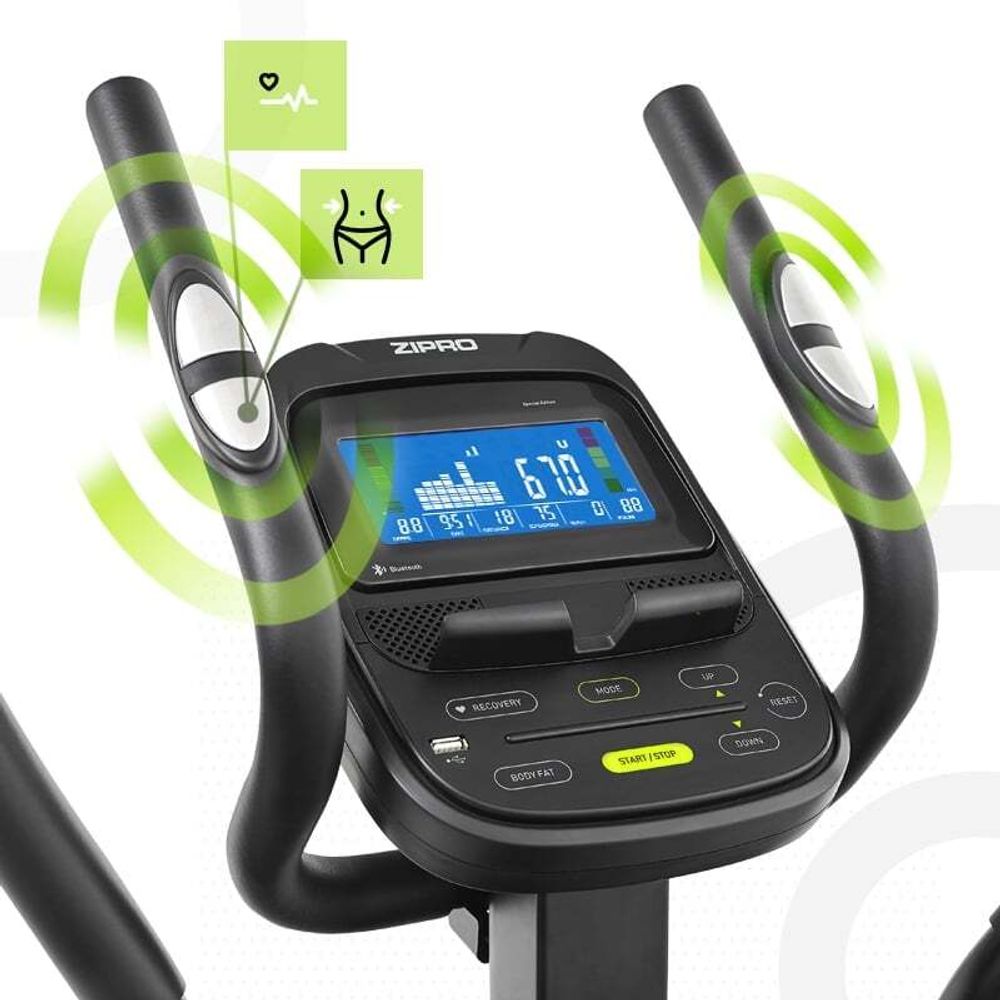 Zipro Ergometer Crosstrainer Heat – Bluetooth Ellipsentrainer kompatibel mit Kinomap & iConsole+ – Elektrischer Widerstand Bis 150kg Belastbar