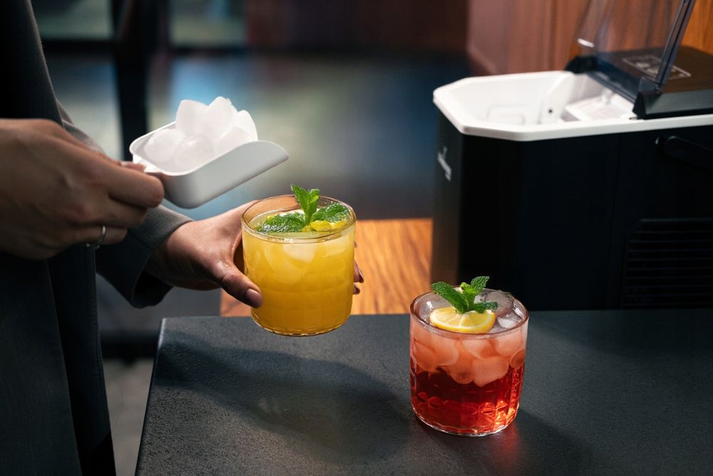 LEHMANN Eiswürfelmaschine für Zuhause, Party und Büro, 9 Eiswürfel in 6–8 Minuten, 2 Größen, 12kg in 24 Stunden, mit tragbarem Griff