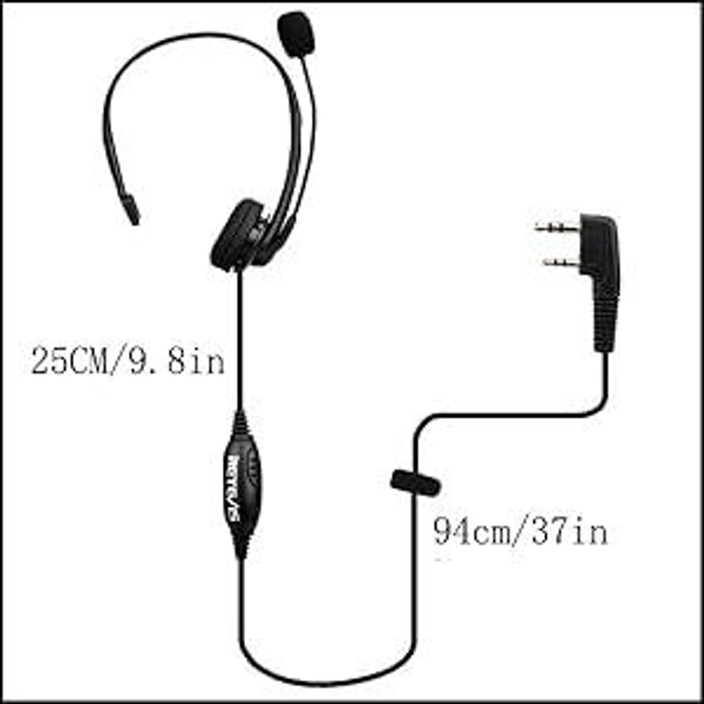 Retevis 2 Pin Funkgeräte Headset PTT Einstellbar mit Swivel Boom Lautsprecher Mikrofon Kopfhörer Kompatibel mit Walkie Talkie RT24 RT22 RT27 RT1 RT5 BF-88E BF-888S Kenwood (1 STK)