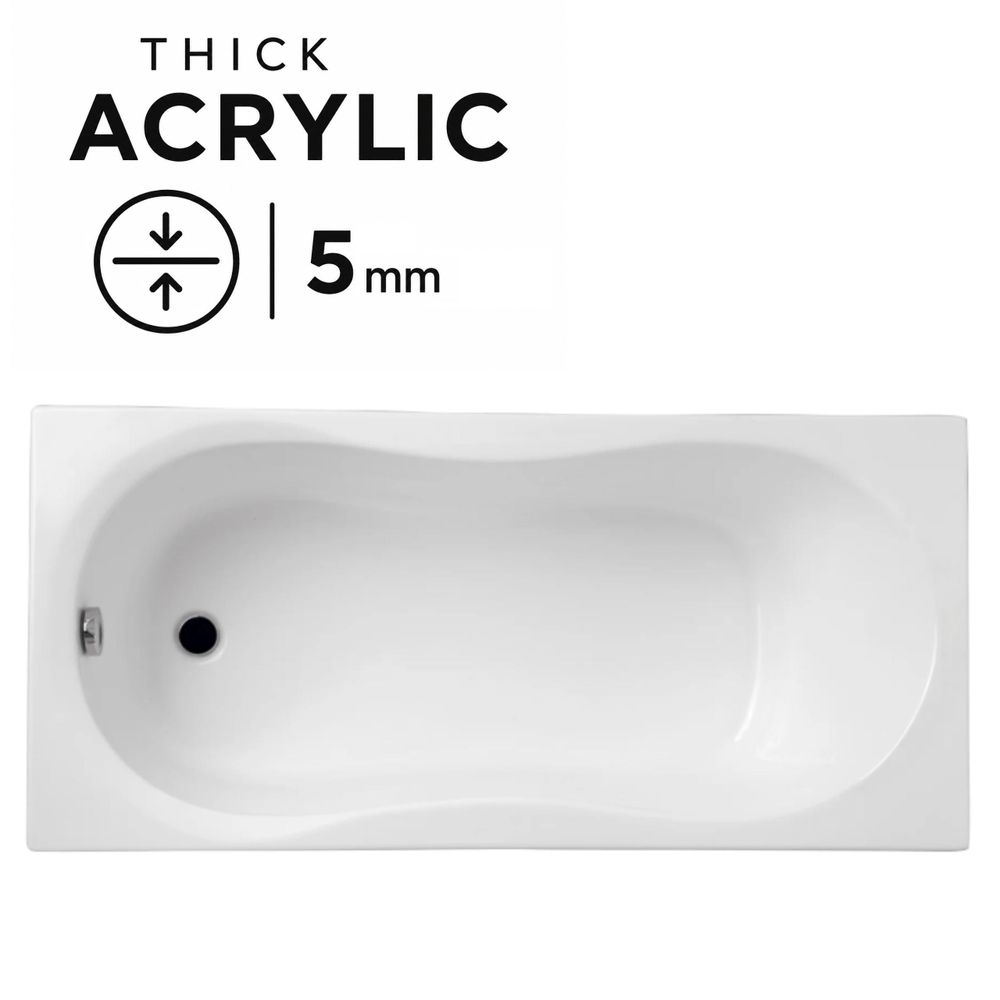 AQUA for you | Badewanne - Polimat GRACJA - Rechteckbadewanne – 170x70 cm - Weiß - mit schwarzer Acrylverkleidung, Chrom-Siphon, Füßen, Handtuch