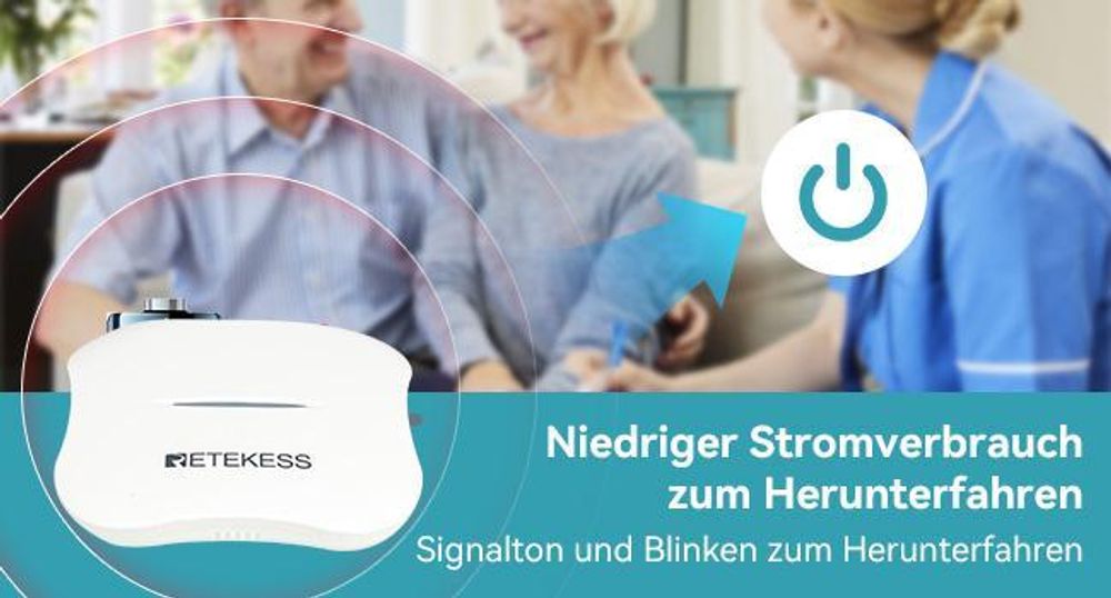 Retekess TH011-TH013 WiFi Smart Notrufknopf für Senioren, SOS Notrufknopf für Senioren Auf Handy, Zwei Mainframe Netzteile, Mobiler APP Empfang