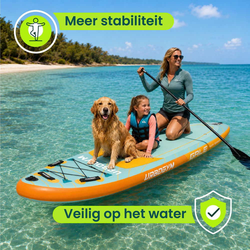 URBOGYM Gale SUP Board 320 cm Aqua-Türkis, aufblasbares Komplettset mit 3 Finnen