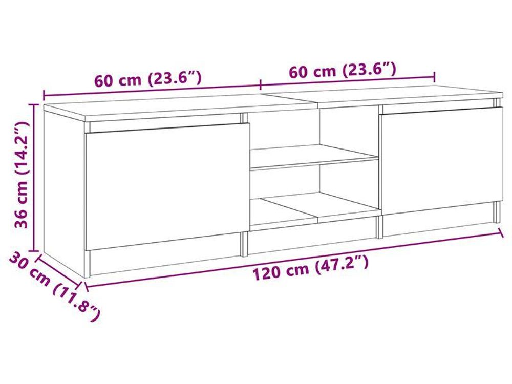 vidaXL TV-Schrank mit LED-Leuchten Weiß 120x30x36 cm