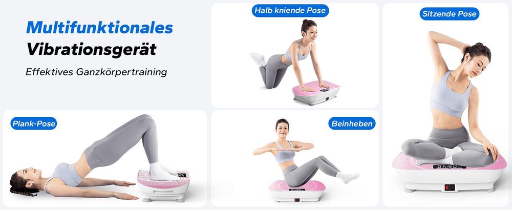 MERACH Vibrationsplatte Trainingsgerät – mit 10 Intensitätsstufen, für Ganzkörpertraining, Fettverbrennung, Muskelaufbau & Formung, rosa