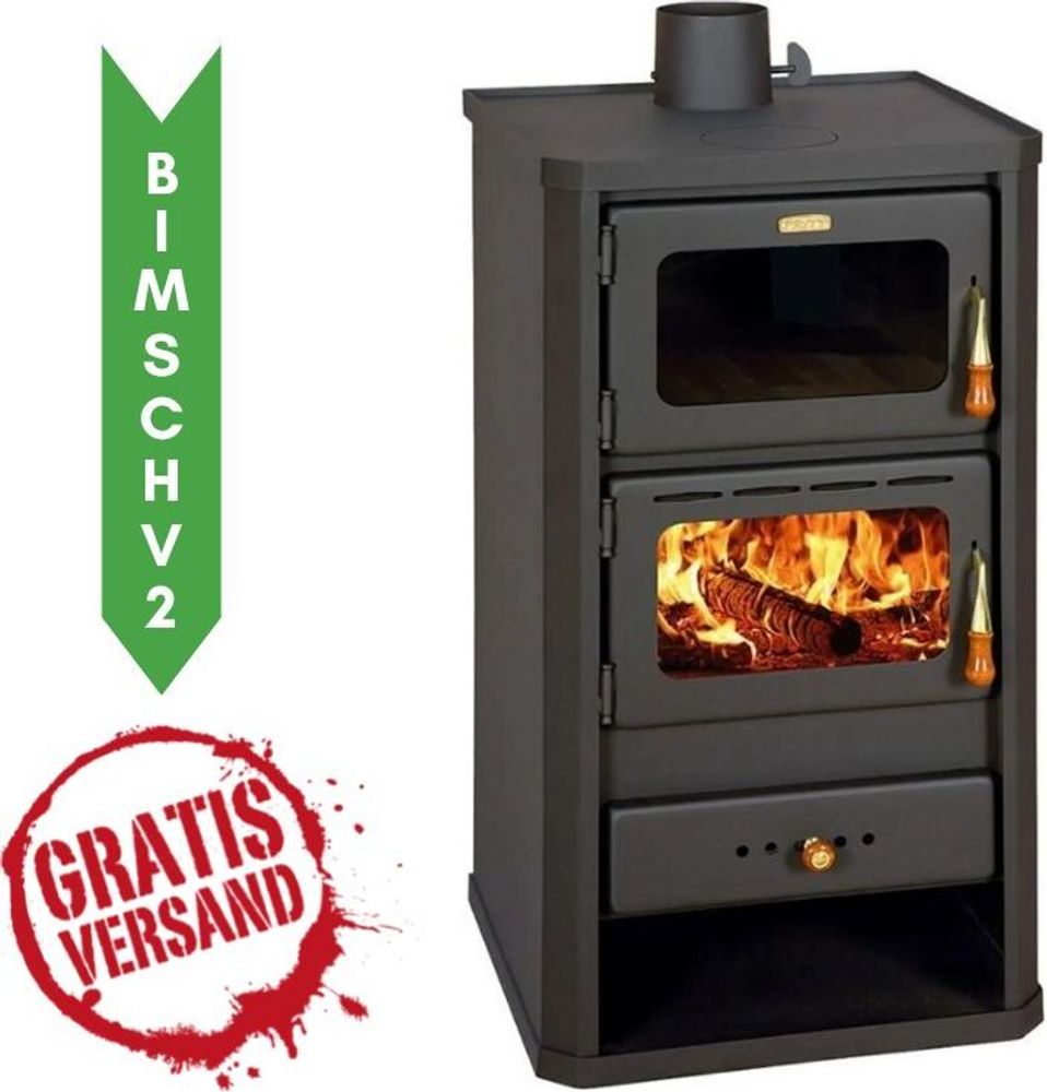 Kaminofen, Holzofen mit Backfach Prity, Modell FM, Leistung 12.1kW