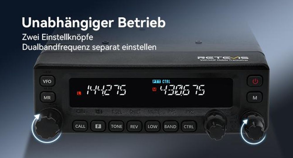 Retevis MA1 Amateurfunk mit Antenne, Mobiler Transceiver mit Abnehmbarem Bedienfeld, Cross Band Repeater, Große Reichweite VFO, Amateurfunk, Home Base
