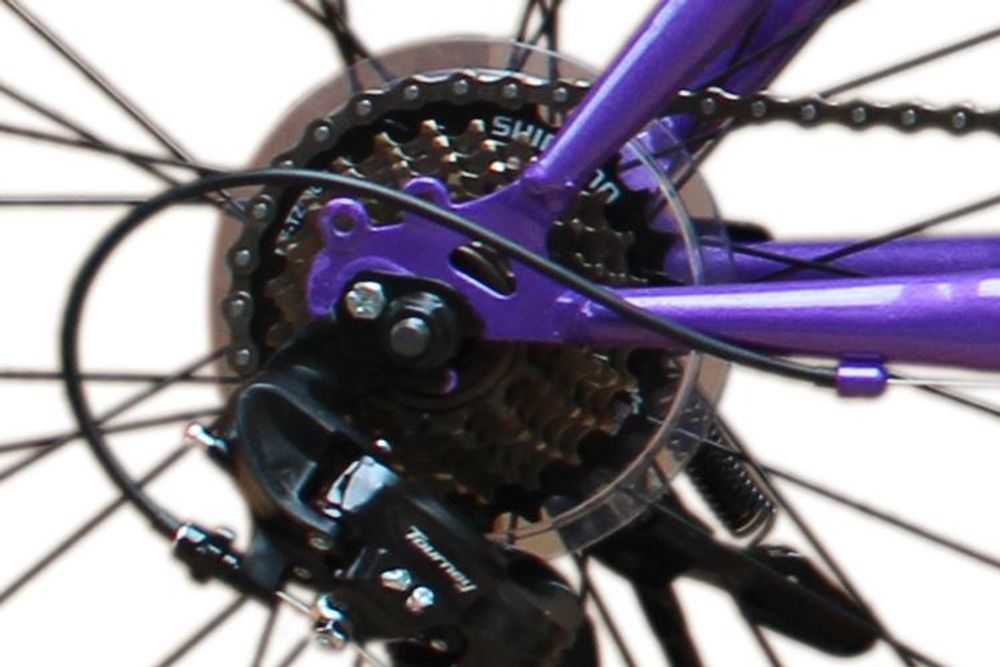 24 Zoll Mädchen Fahrrad AURORA MTB mit Beleuchtung und SHIMANO 21-Gang Kinderfahrrad Lila