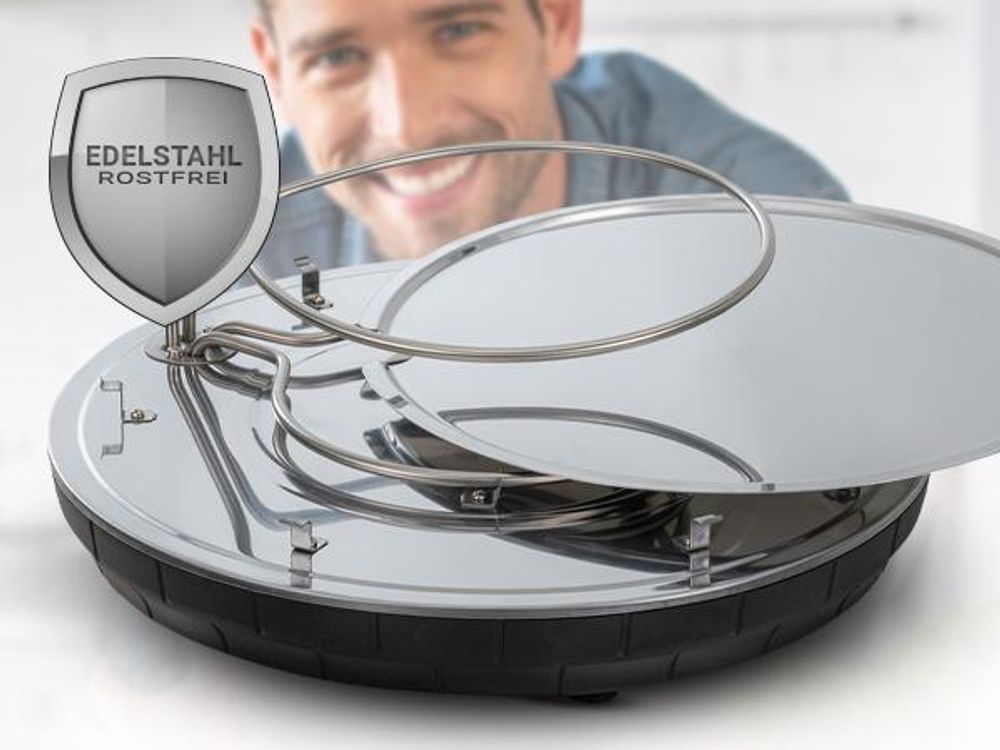 Heidenfeld Mini Pizzaofen Pizzachef | 1.100 Watt - Pizzadom ⌀ 40.0 cm - Für 6 Personen - Terrakotta-Kuppel - Bis 300 °C - 6 Pizzaschieber ⌀ 10,5 cm