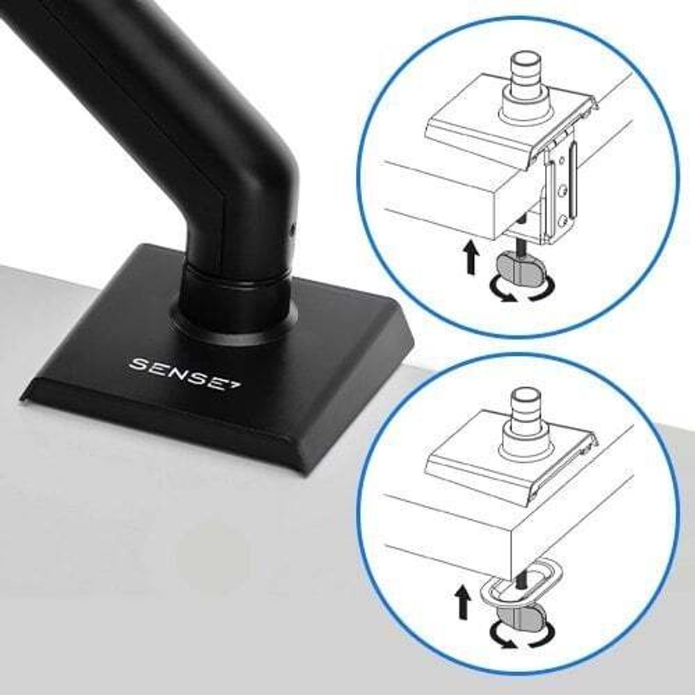 SENSE7 HANG Monitorhalterung 1 Monitor Monitorarm 17-32 Zoll - Gasdruckfeder Höhenverstellbar VESA 75x100 cm 360° Drehbar Tischhalterung Ergonomisch