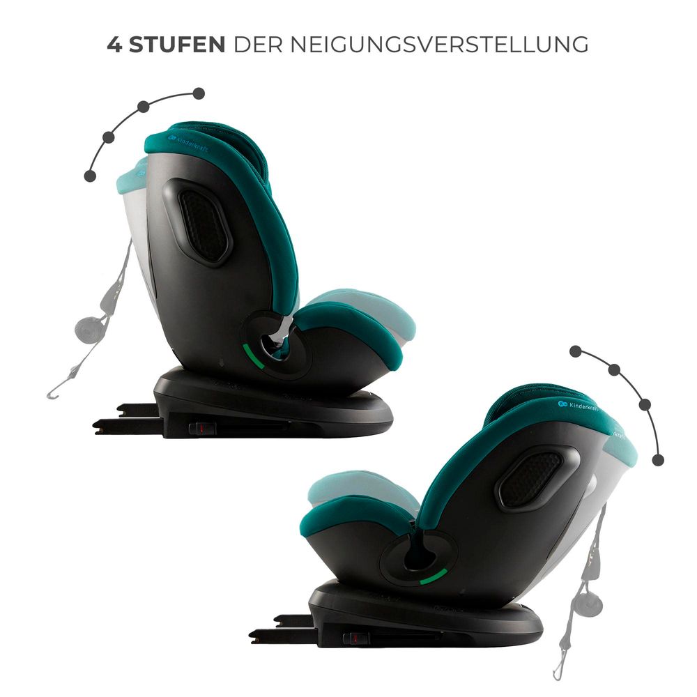 Kinderkraft XPEDITION 3 i-Size - Autositz 40-150 cm - 360° drehbar - RWF bis 22 kg - SPS+ und H-GUARD+ Systeme - Ergonomisch - Atmungsaktiv - Grün