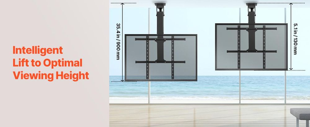 VEVOR Motorisierte Decken-TV-Halterung, TV-Wandhalterung für 32 bis 55 Zoll Fernseher, Elektrisch verstellbare Decken-TV-Halterung, Motorisierte Klapp-TV-Halterung mit maximalem VESA 24 x 16 Zoll, geeignet für Fernseher bis zu 120 lbs, Decken Typ-a, 40 kg