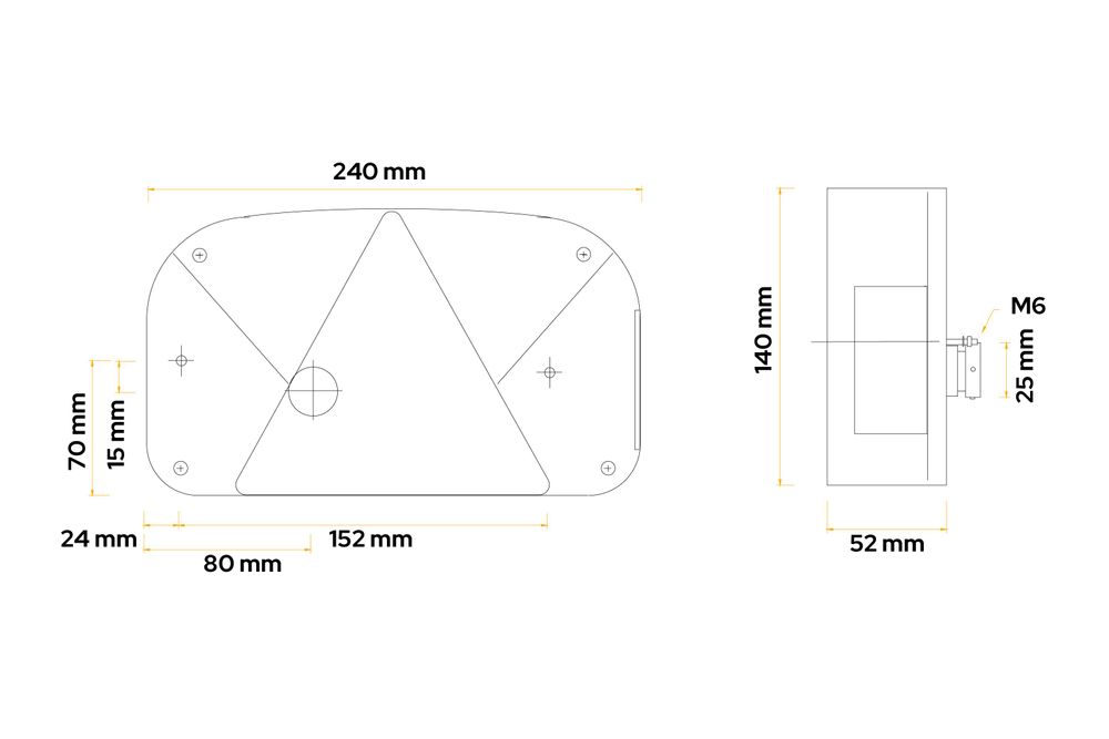 ASPÖCK Rückleuchte Multipoint II rechts 12 V 5-Pin Bajonett 240 x 140 x 52 mm 6 Funktionen für Anhänger Lkw Landmaschinen