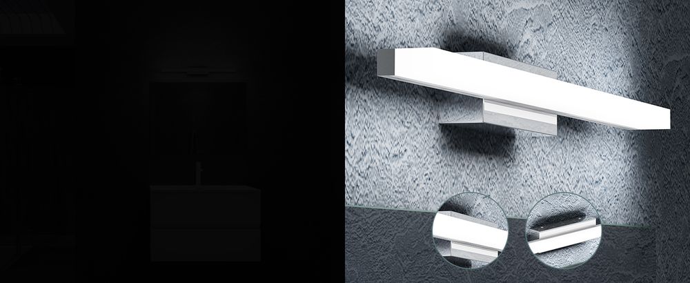 doporro LED Badezimmerleuchte Chrom 60cm - 14W Spiegellampe 6000K (Tageslichtweiß) - Stylische Wandleuchte für Badbeleuchtung Spiegelstrahl
