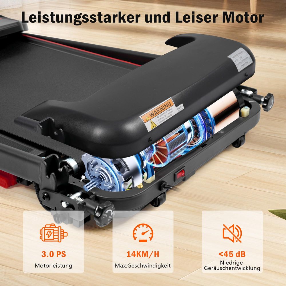 Merax Laufband Klappbar mit 8% Steigung, 3,0 PS Motor, bis 14km/h, 110x40cm Lauffläche, LED Display & Bluetooth, Stoßdämpfung, Max 120KG