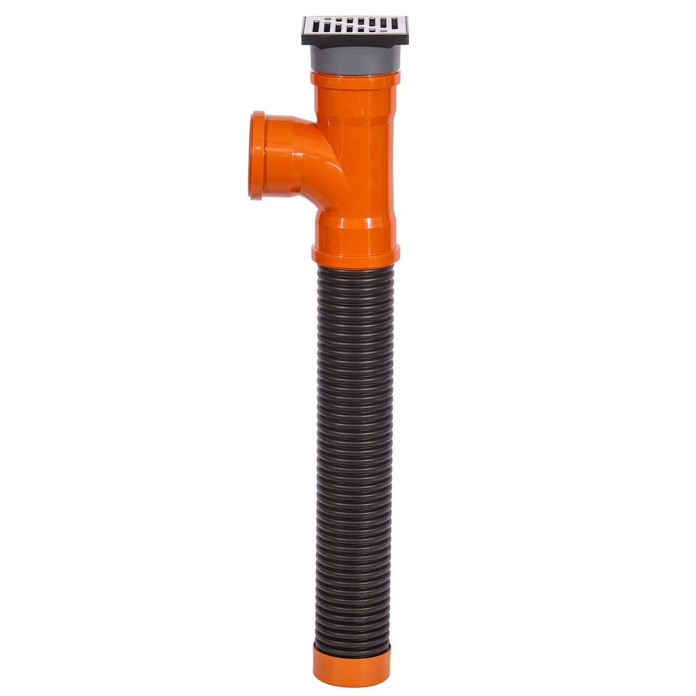 Sickerschacht Regenwasser 110 mm x Länge 1m mit Abfluß - Drainagerohr Hofablauf Bodenablauf 15 x 15 cm - Entwässerungsrinne Terrasse Regensinkkasten - Drainage Versickerungsschacht Laubschutz