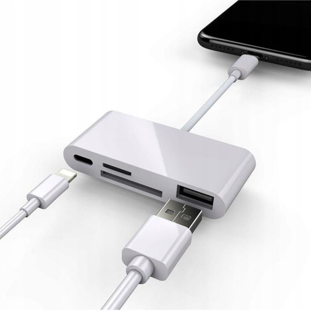 Adattatore - Lettore di schede - Lightning - SD / Micro SD - USB OTG - Funzione di ricarica - per iPhone iPad