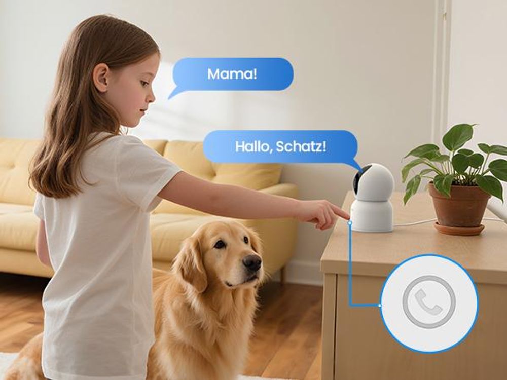 ZOSI 4K PTZ Überwachungskamera Innen WLAN mit 64GB Karte, 2,4/5Ghz WiFi, Personen-/Haustiererkennung & Verfolgung, One-Touch-Call, C518