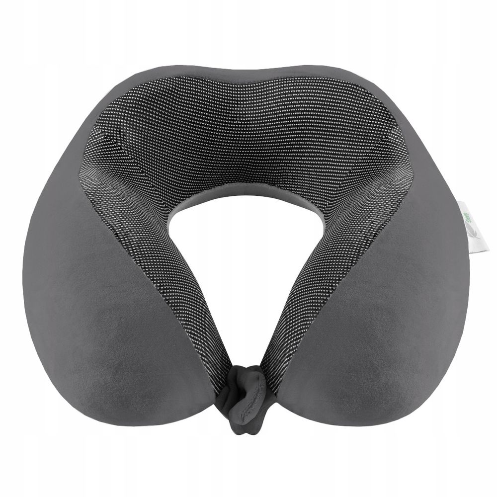 Nackenkissen aus Memory Schaum - Reisekissen für Flugzeug, Auto, Zug oder Bus - Grau - Nackenhörnchen für mehr Komfort - Praktisches Travel Pillow