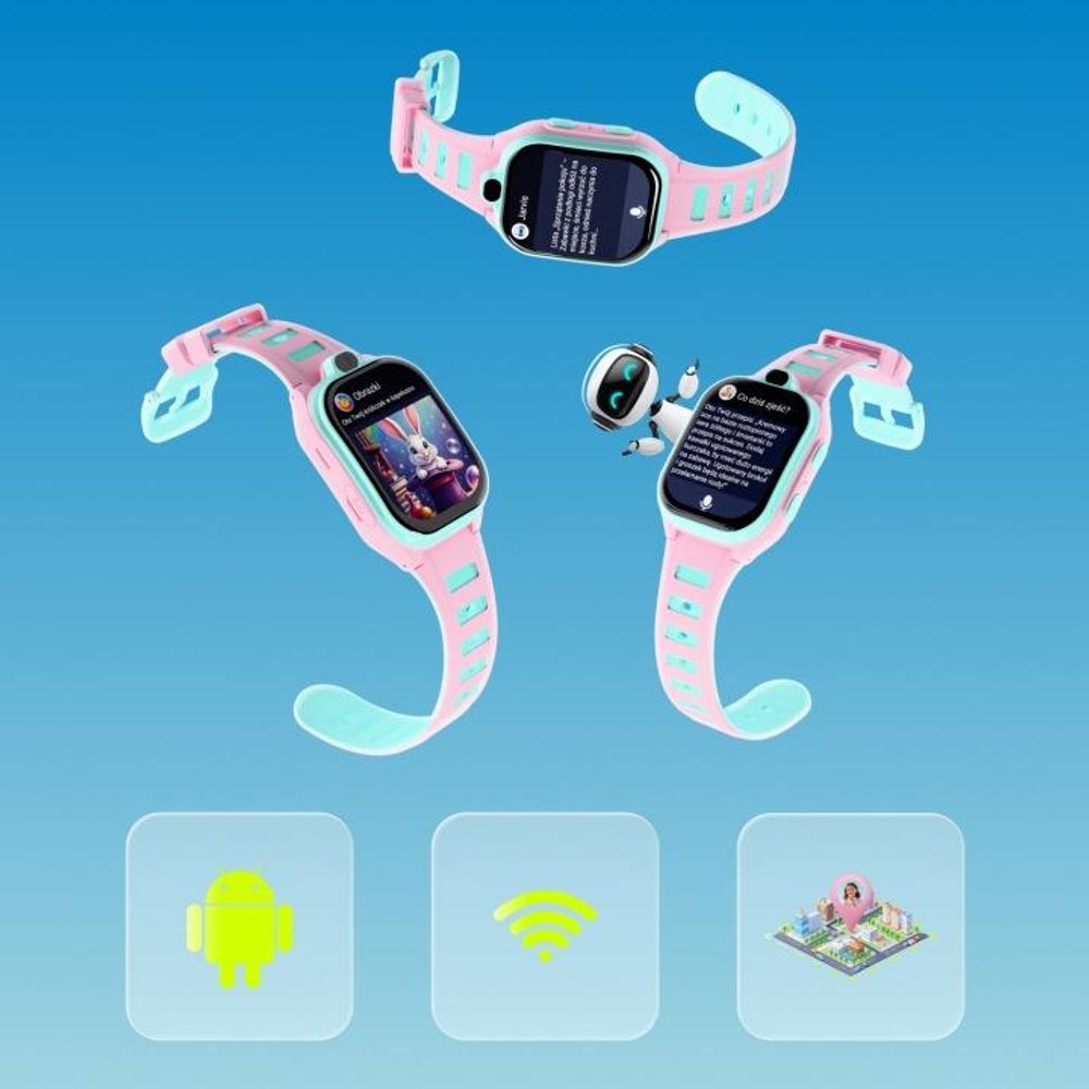 Smartwatch Forever GPS WiFi 4G Kids Boost KW-530 Rosa KI SOS IPS 2,0" nanoSIM 2 Mpx G-Sensor IP67 GeoFencing Videoanruf 800 mAh
