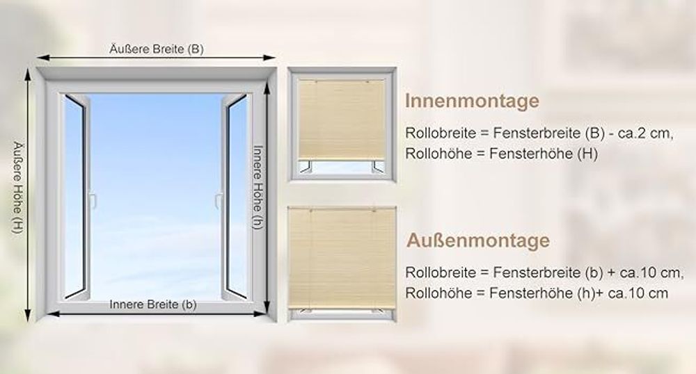 WOLTU Bambusrollo Sonnenschutz Sichtschutz, Seitenzugrollo Lichtfilter Belüftung, Natur, 60X220cm(BxH)