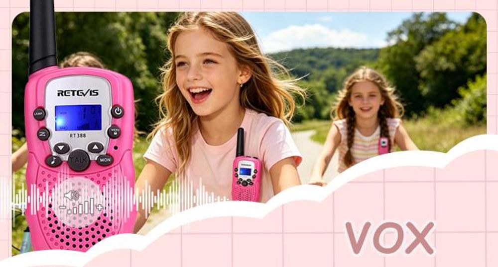 Retevis RT388 Vysielačky Walkie Talkie, darček pre deti od 4 do 12 rokov, s baterkou VOX, DCS/CTCSS, vysielačka s dlhým dosahom na kempingové hry