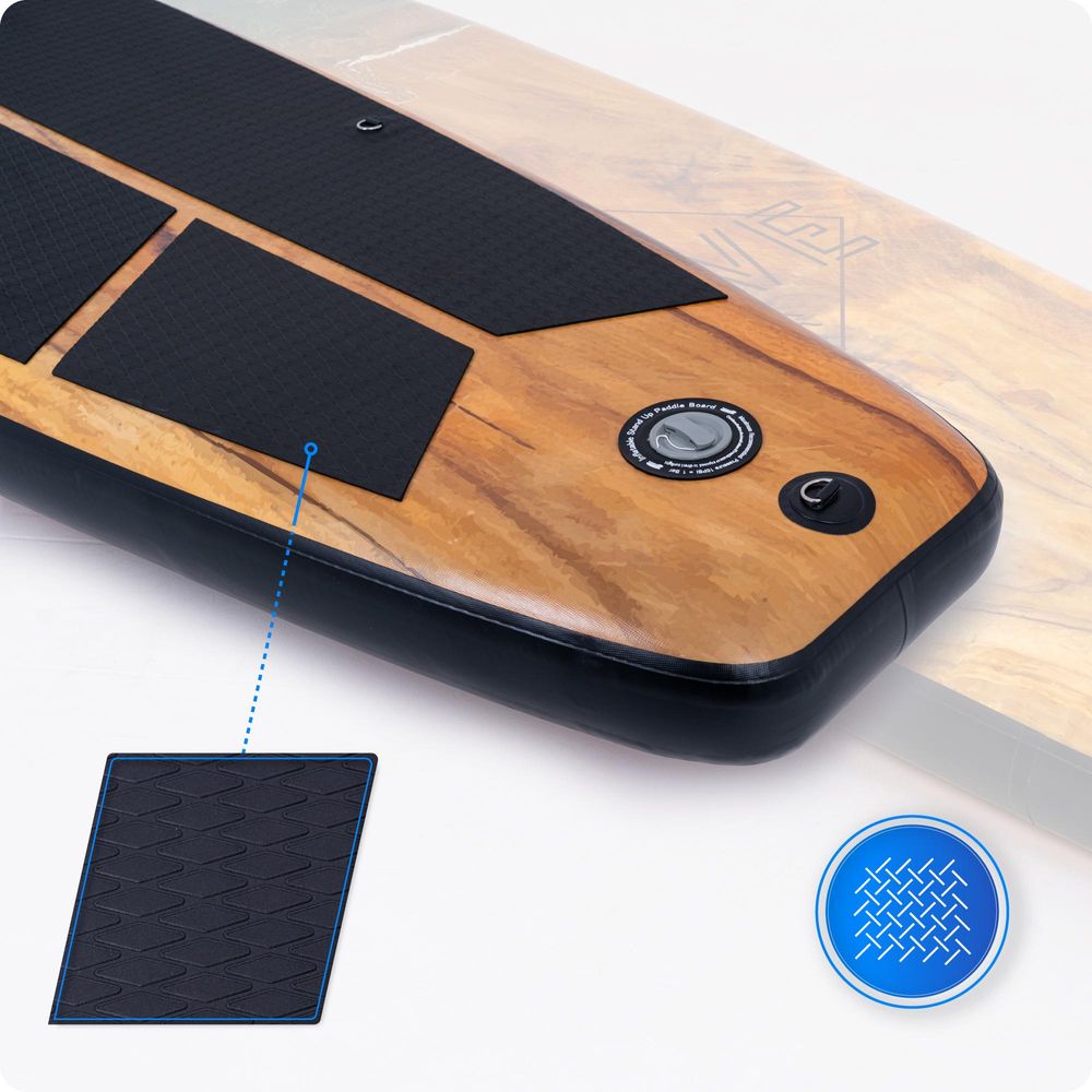 THUNDER Wood Stand Up Paddle Board 350x81x15 cm Braun Schwarz bis 150 kg