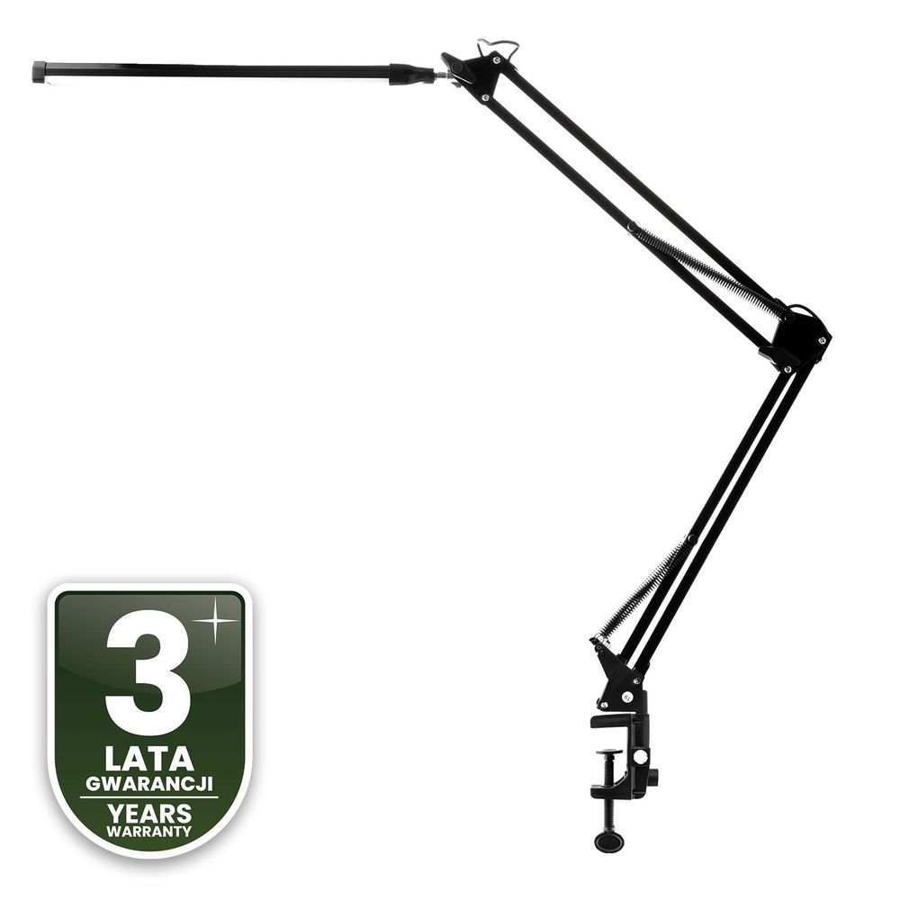 LUMILED LED 8W Schreibtischlampe Schwenkarm Büro Schwarz Tischlampe Helligkeit Einstellbarer CCT Farbwechsel USB Verstellbarer Arm Klemme Dimmbar