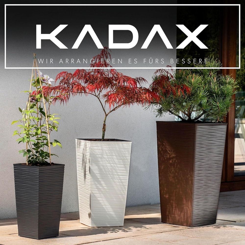 KADAX Blumentopf Set, Blumenkübel aus Kunststoff "Tuluza", Innen- und Außenbereich, Grafit, 3er Set