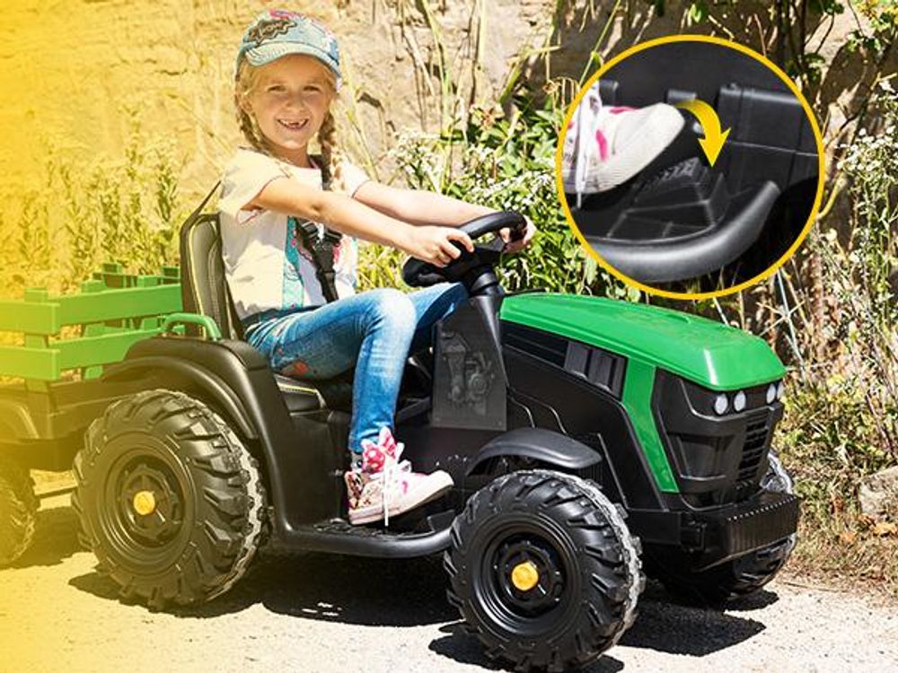 Actionbikes Motors Traktor mit Anhänger | Kinder Elektrotraktor - Kindertraktor - Kinderauto elektrisch - Bulldog - Fernbedienung - ab 3 Jahre (Grün)