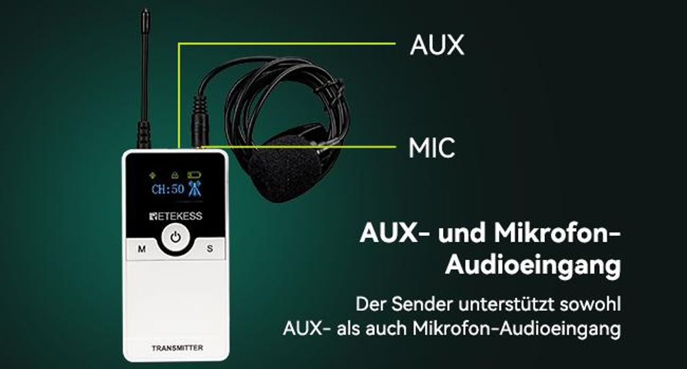 Retekess TT116 Tour Guide System, Tragbares Drahtloses Audiosystem, 200 m, Geräuschreduzierung, Rauschunterdrückung, für Tourismus, Fabrik, Schule