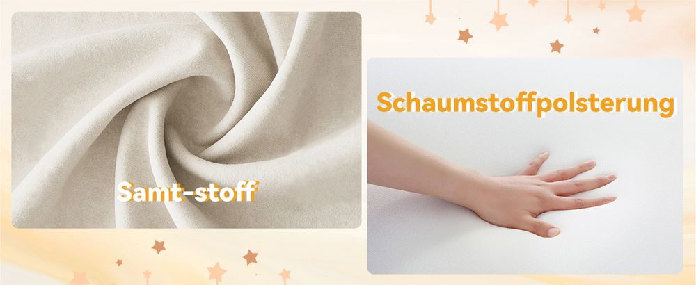 okwish Polsterbett Doppelbett 180×200cm mit Lattenrost und Kopfteil, Knopfpolsterung, Nietenpolsterung, Samt, Hellbeige,Ohne Matratze